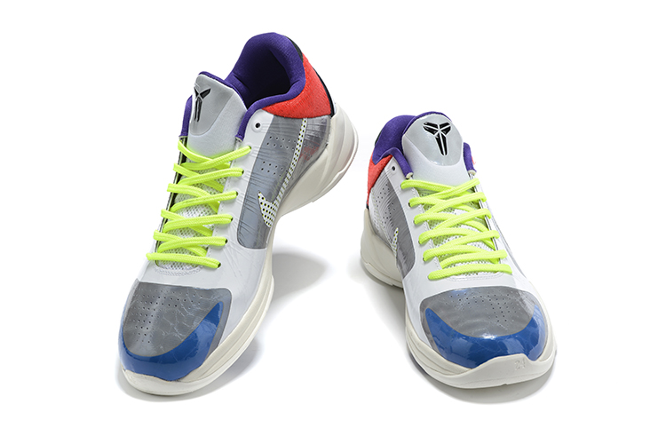2020 Men Nike Kobe Bryant V White Grey Blue Yellow Shoes - Click Image to Close
